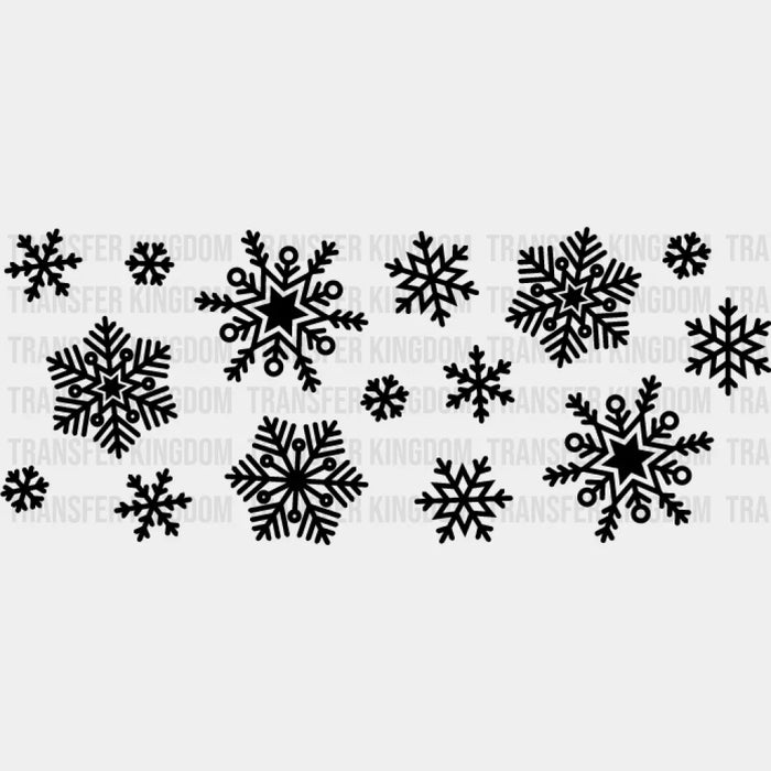 Snowflakes Dark Design - Winter Cup Wrap UV Sticker Permanent UV DTF Decal