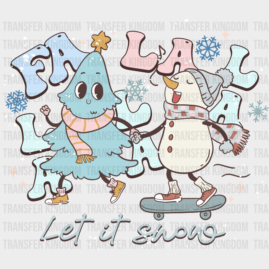 Snowman And Tree Design - Winter Iron On Dtf Transfer