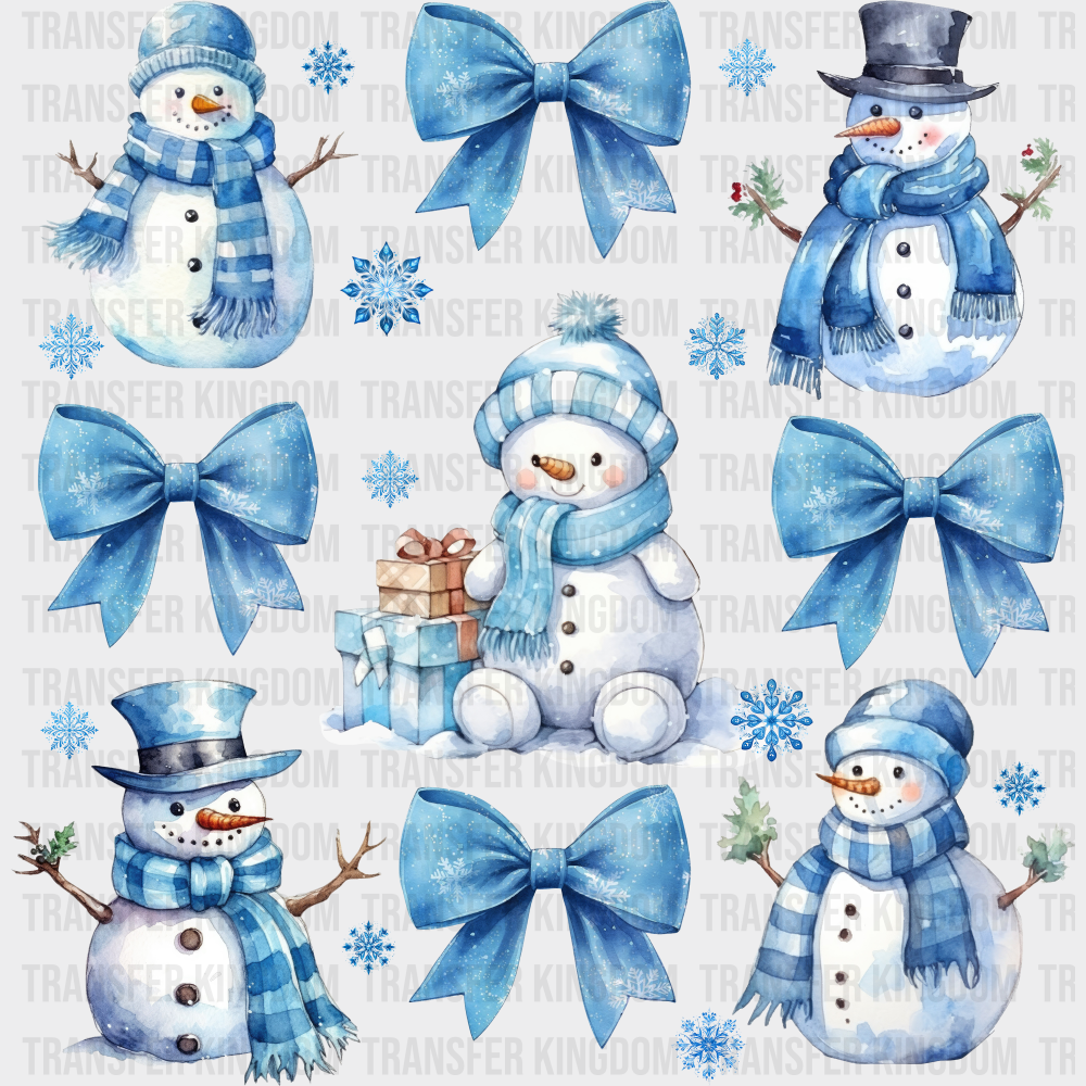 Snowman Blue Ribbons - Christmas DTF Transfer