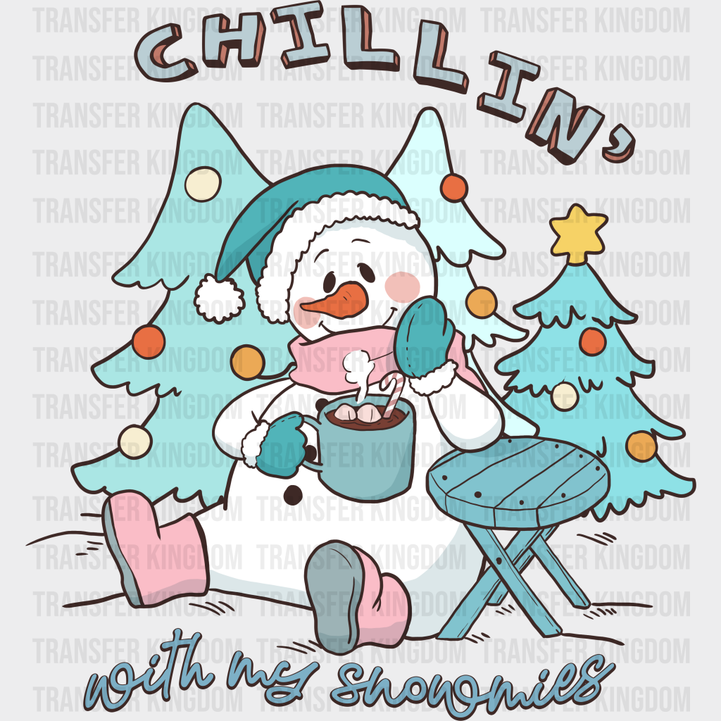 Snowman Chillin’ Design - Winter Iron On Dtf Transfer