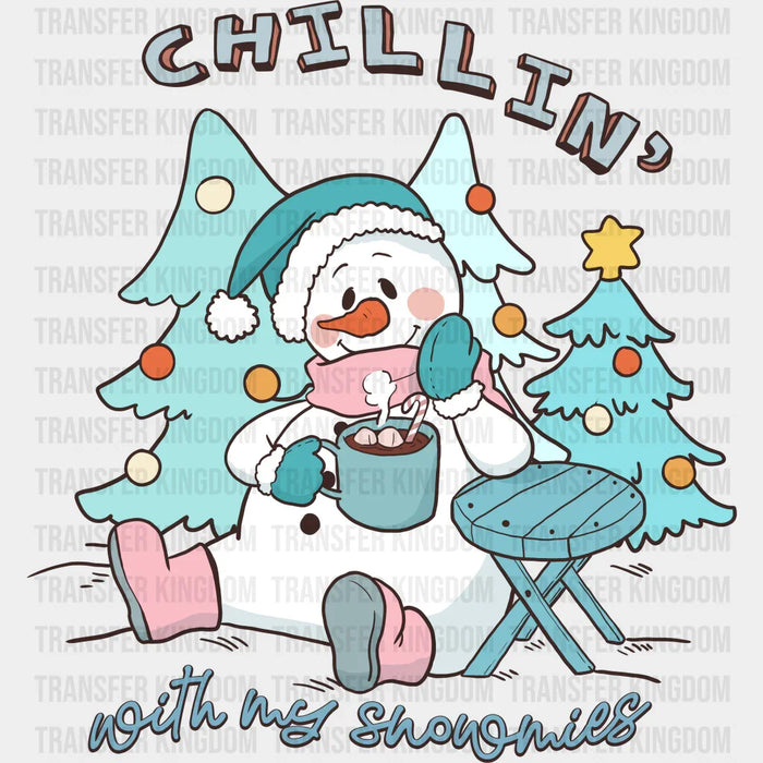 Snowman Chillin' Design - Winter Iron On DTF Transfer