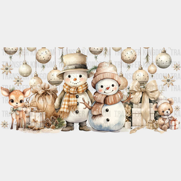 Snowman Reindeer And Boxes - Winter Cup Wrap UV Sticker Permanent UV DTF Decal