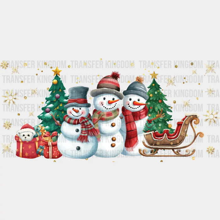 Snowman Sleigh Design - Winter Cup Wrap UV Sticker Permanent UV DTF Decal