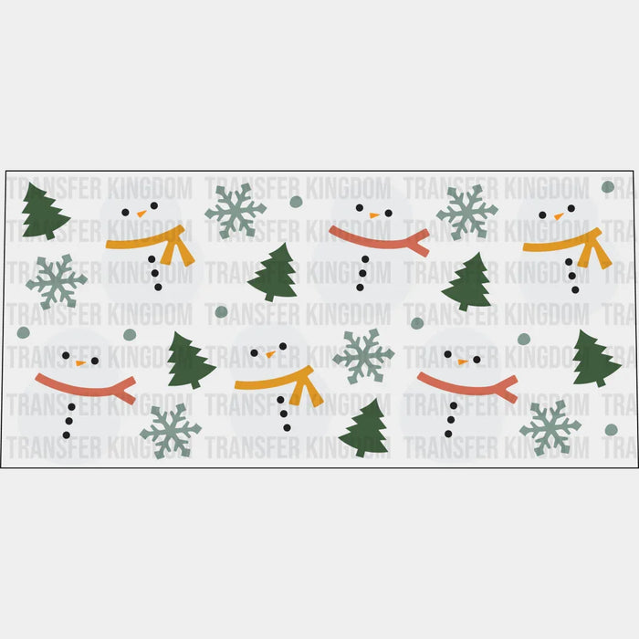 Snowman Tree And Snowflakes - Winter Cup Wrap UV Sticker Permanent UV DTF Decal