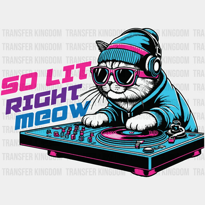 So Lit Right Meow DJ Cat Design - Cats Iron On DTF Transfer