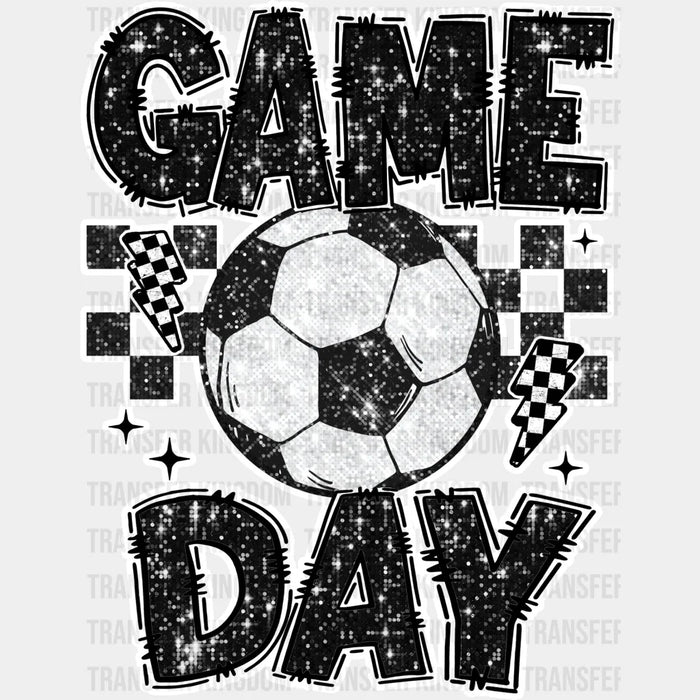 Soccer Ball Game Day Checkered Design - Soccer DTF Heat Transfer