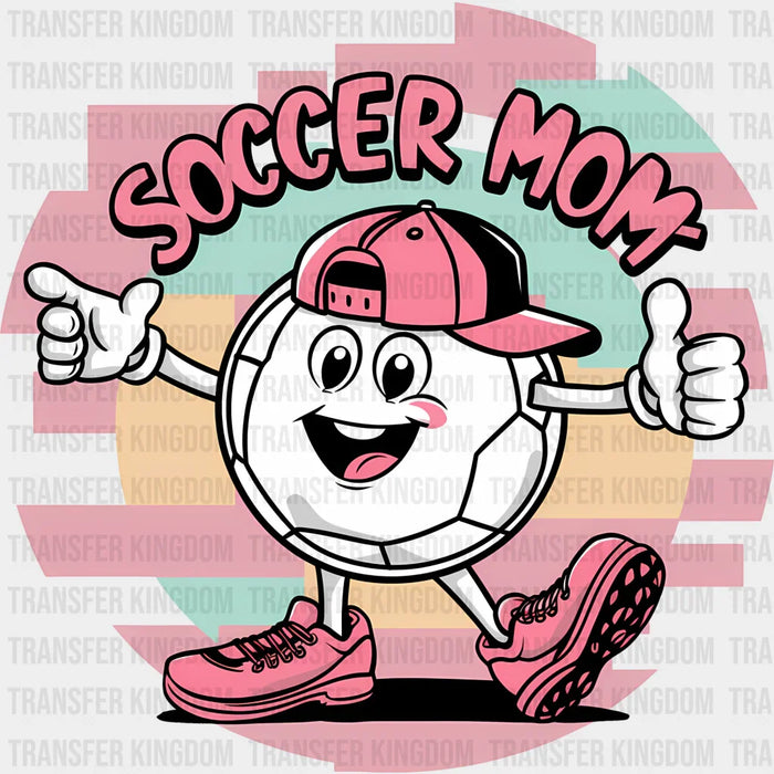 Soccer Mom Smiley Soccer Ball Design - Soccer DTF Heat Transfer