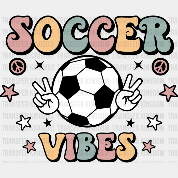 Soccer Vibes Stars Peace Sign Soccer Ball - Soccer DTF Heat Transfer