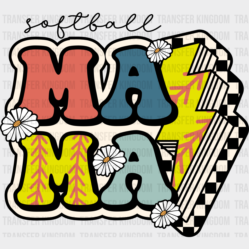 Softball Mama - Dtf Heat Transfer Unisex S & M (10’’) / Dark Color Design (See Imaging)