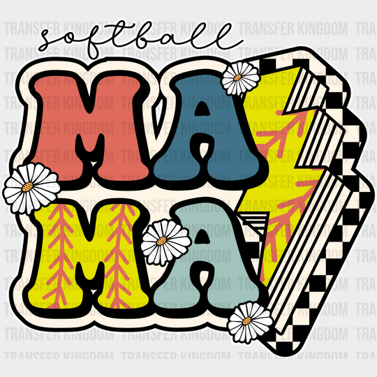 Softball Mama - Dtf Heat Transfer Unisex S & M (10’’) / Light Color Design (See Imaging)