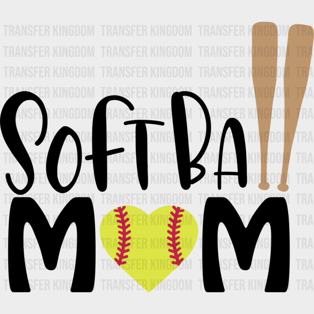 Softball Mom Bats Design - Dtf Heat Transfer Unisex S & M (10’’) / Dark Color (See Imaging)