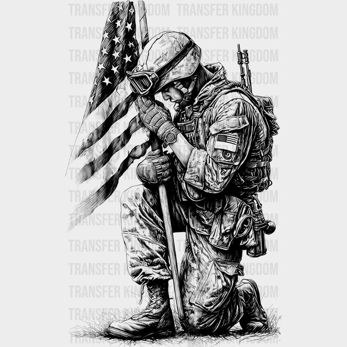 Soldier Holding US Flag - Army DTF Transfers