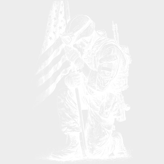 Soldier Holding US Flag - Army DTF Transfers - Adult Unisex - S & M (10’’) / Light Color Design (See Imaging)