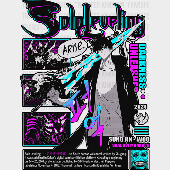 Solo Leveling Sung Jin-woo Shadow Monarch - Anime DTF Transfer