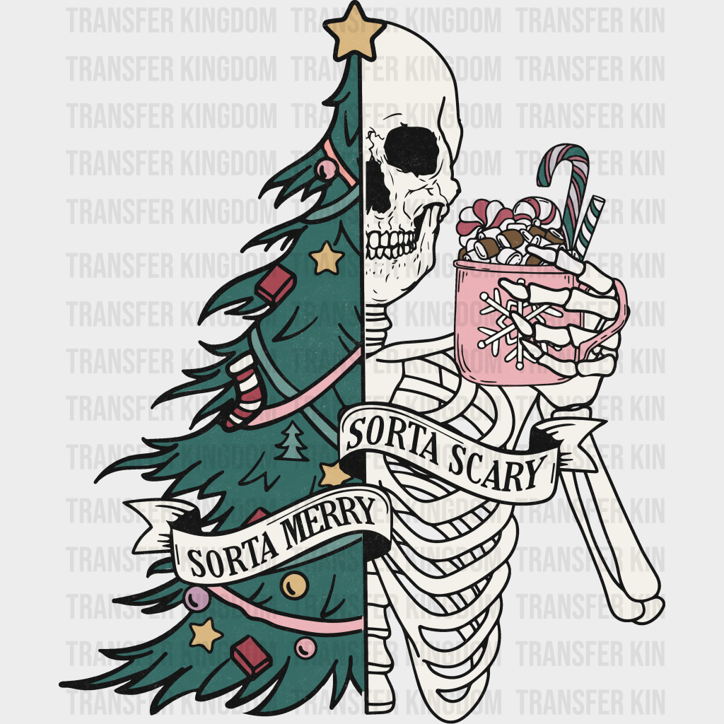 Sorta Merry Sorta Scary Skeleton - Christmas DTF Transfer