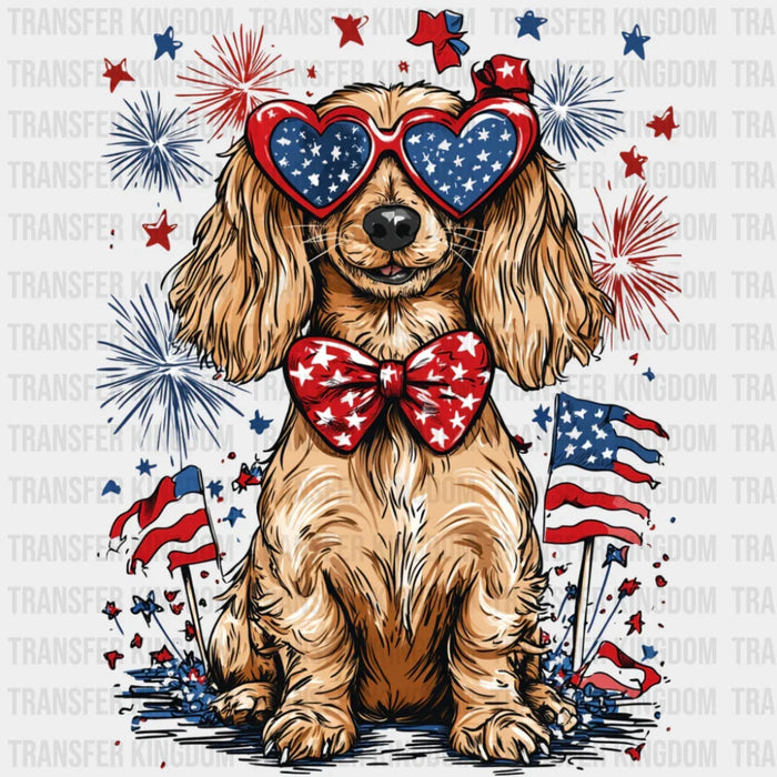 Spaniel And Fireworks - 4th Of July DTF Transfer