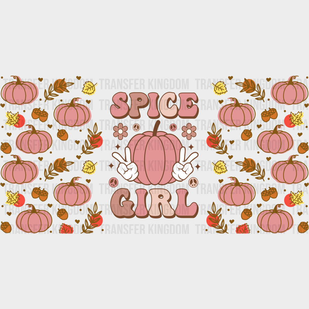 Spice Girl Pink Pumpkin - Fall Cup Wrap Uv Sticker Permanent Dtf Decal