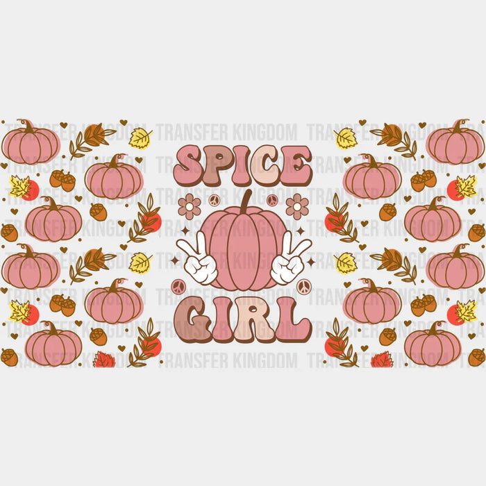 Spice Girl Pink Pumpkin - Fall Cup Wrap UV Sticker Permanent UV DTF Decal
