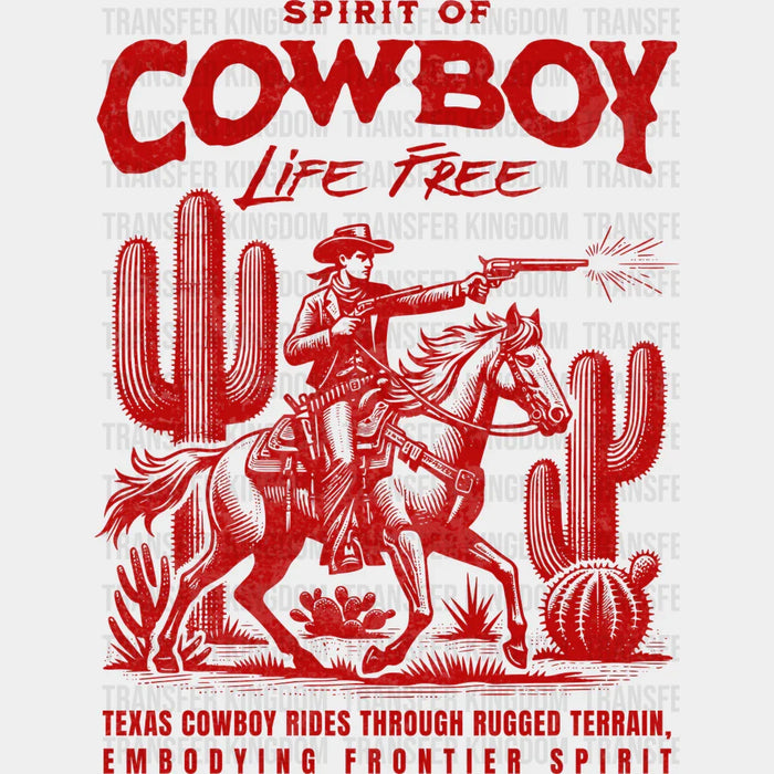 Spirit Of Cowboy Life Free Red Design - Rodeo DTF Transfers