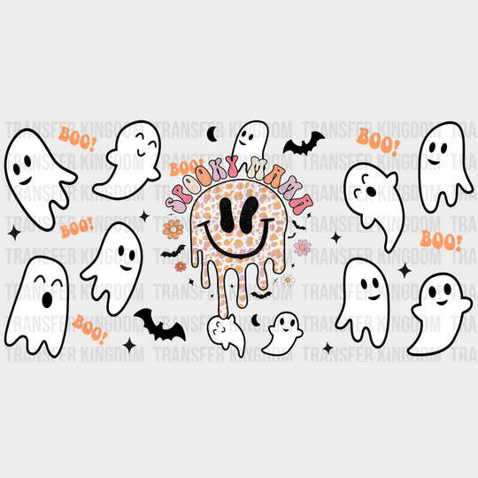 Spooky Boo Ghost Design - Halloween Cup Wrap Uv Sticker Permanent Dtf Decal