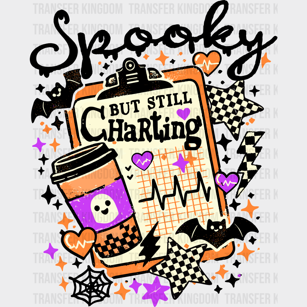 Spooky But Still Charting Halloween DTF Transfer
