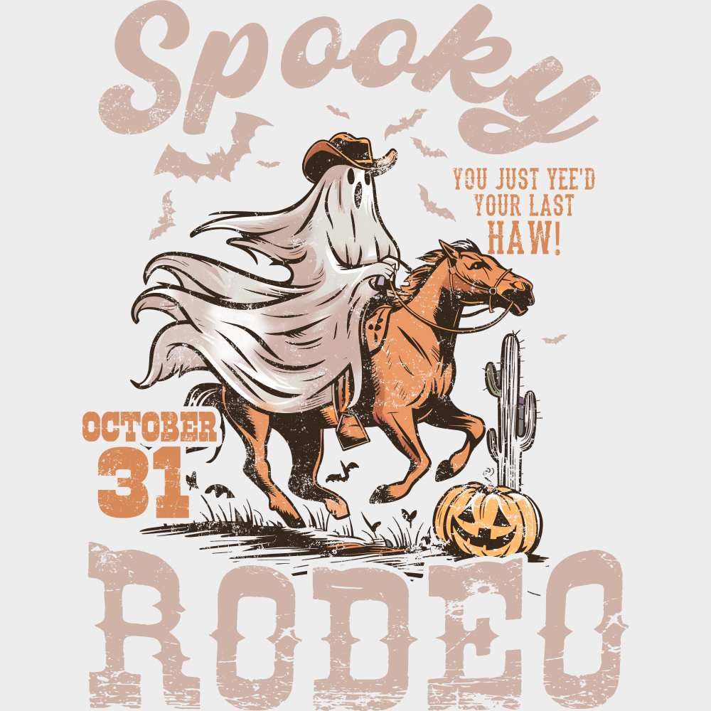 Spooky Rodeo - Halloween DTF Transfer Adult Unisex - S & M (10’’) / Light Color Design (See Imaging)
