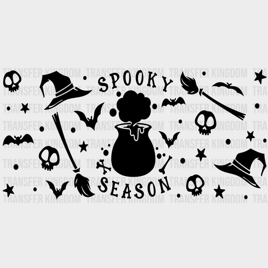 Spooky Season Black Design - Halloween Cup Wrap Uv Sticker Permanent Dtf Decal