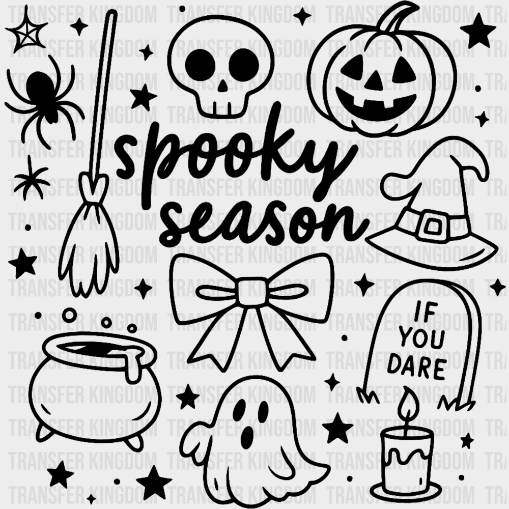 Spooky Season Black & Orange - Halloween DTF Transfer Adult Unisex - S & M (10’’) / Dark Color Design (See Imaging)