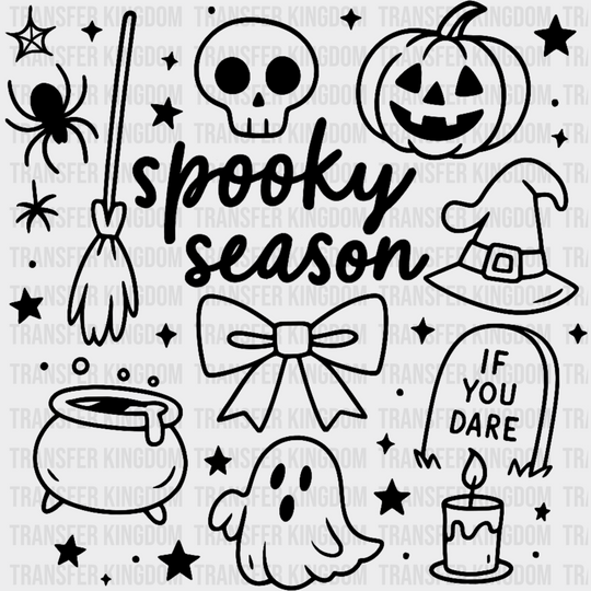Spooky Season Black & Orange - Halloween DTF Transfer Adult Unisex - S & M (10’’) / Dark Color Design (See Imaging)