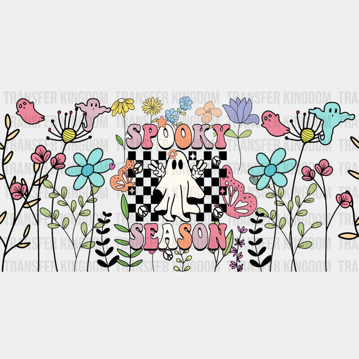 Spooky Season Flowers - Halloween Cup Wrap UV Sticker Permanent UV DTF Decal