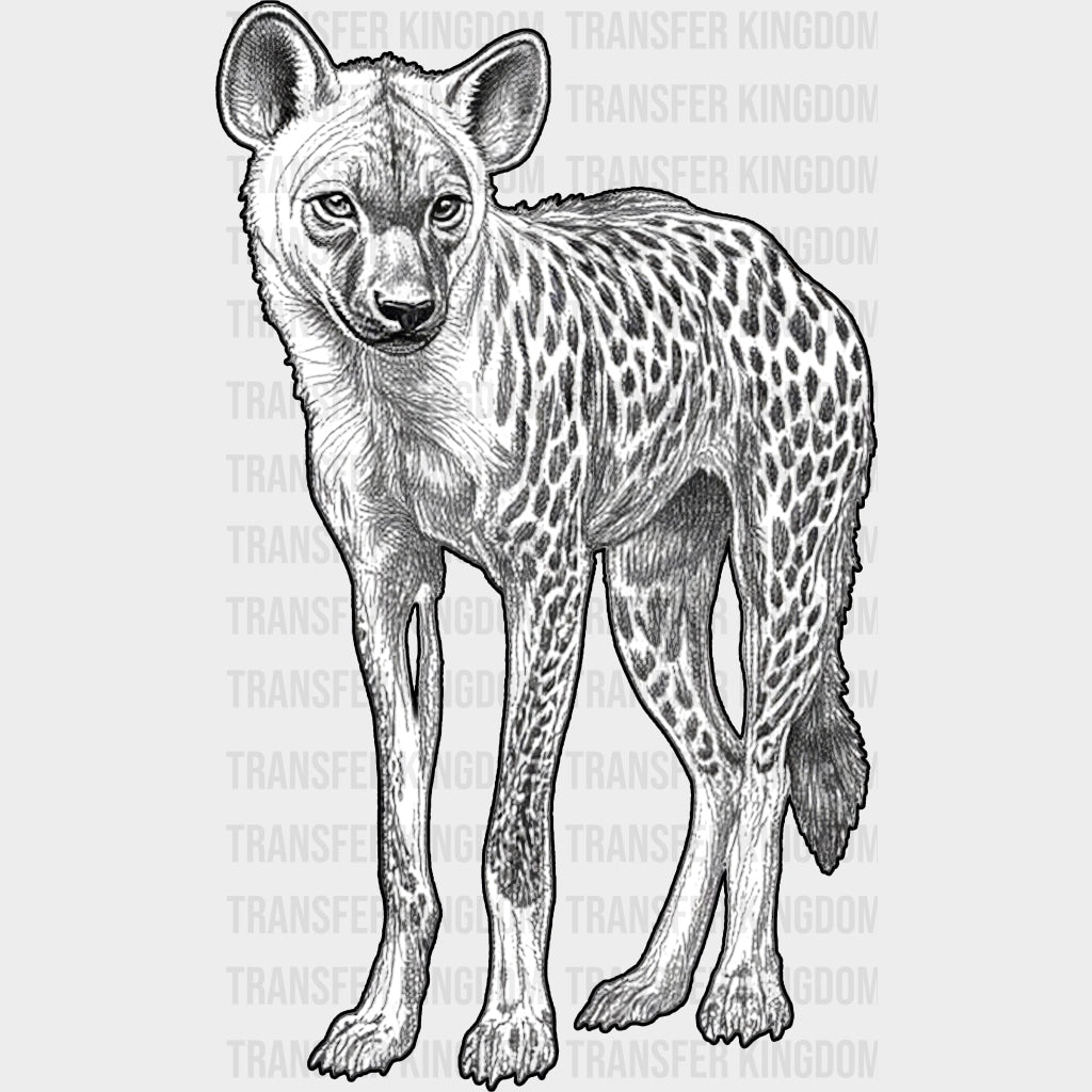 Spotted Hyena B&W - Animals DTF Transfers - Adult Unisex - S & M (10’’) / Dark Color Design (See Imaging)