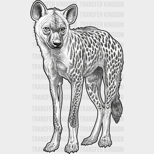 Spotted Hyena B&W - Animals DTF Transfers - Adult Unisex - S & M (10’’) / Dark Color Design (See Imaging)