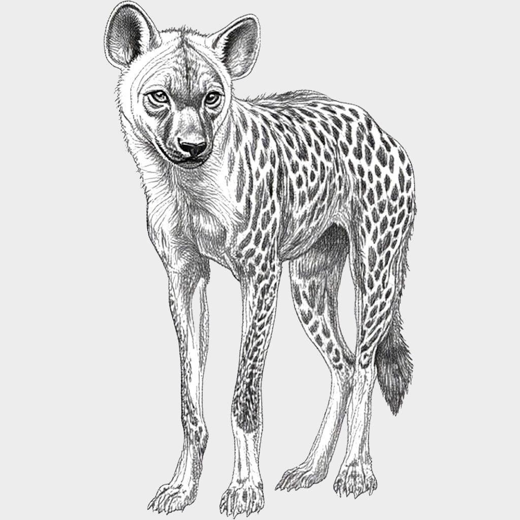 Spotted Hyena B&W - Animals DTF Transfers - Adult Unisex - S & M (10’’) / Light Color Design (See Imaging)