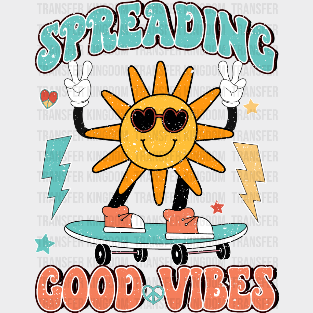 Spreading Good Vibes Skate Design - Good Vibes DTF Transfer Adult Unisex - S & M (10’’) / Dark Color Design (See