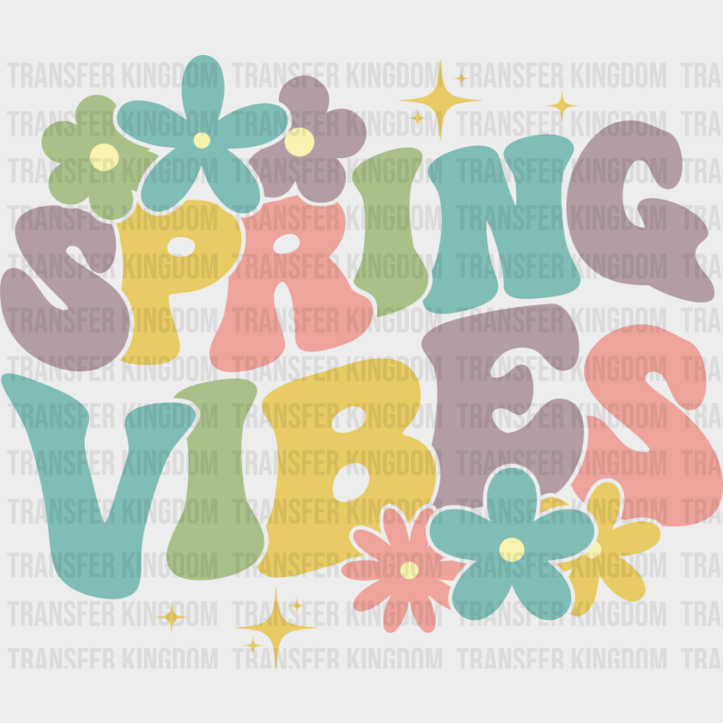 Spring Vibes Retro Flowers - Spring DTF Transfer