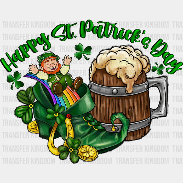 Happy St. Patrick's Day Boot And Beer Design - DTF heat transfer