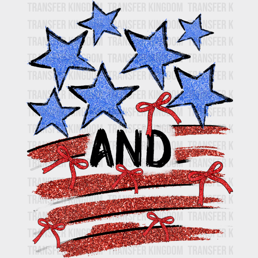 Stars And Stripes Red & Blue - 4th Of July DTF Transfer Adult Unisex - S & M (10’’) / Dark Color Design (See Imaging)