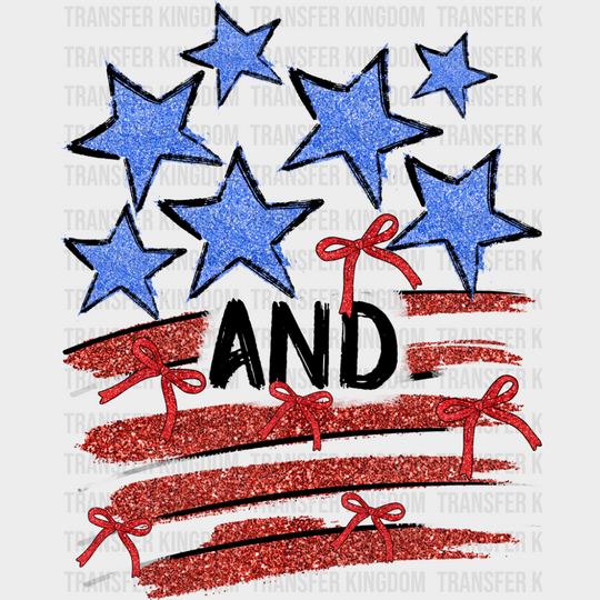 Stars And Stripes Red & Blue - 4th Of July DTF Transfer Adult Unisex - S & M (10’’) / Dark Color Design (See Imaging)