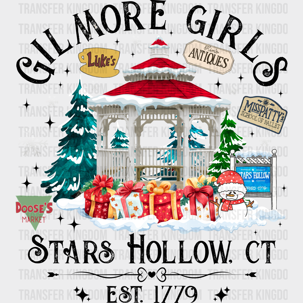 Stars Hollow Christmas DTF Transfer Adult Unisex S & M (10’’) / Dark Color Design (See Imaging)