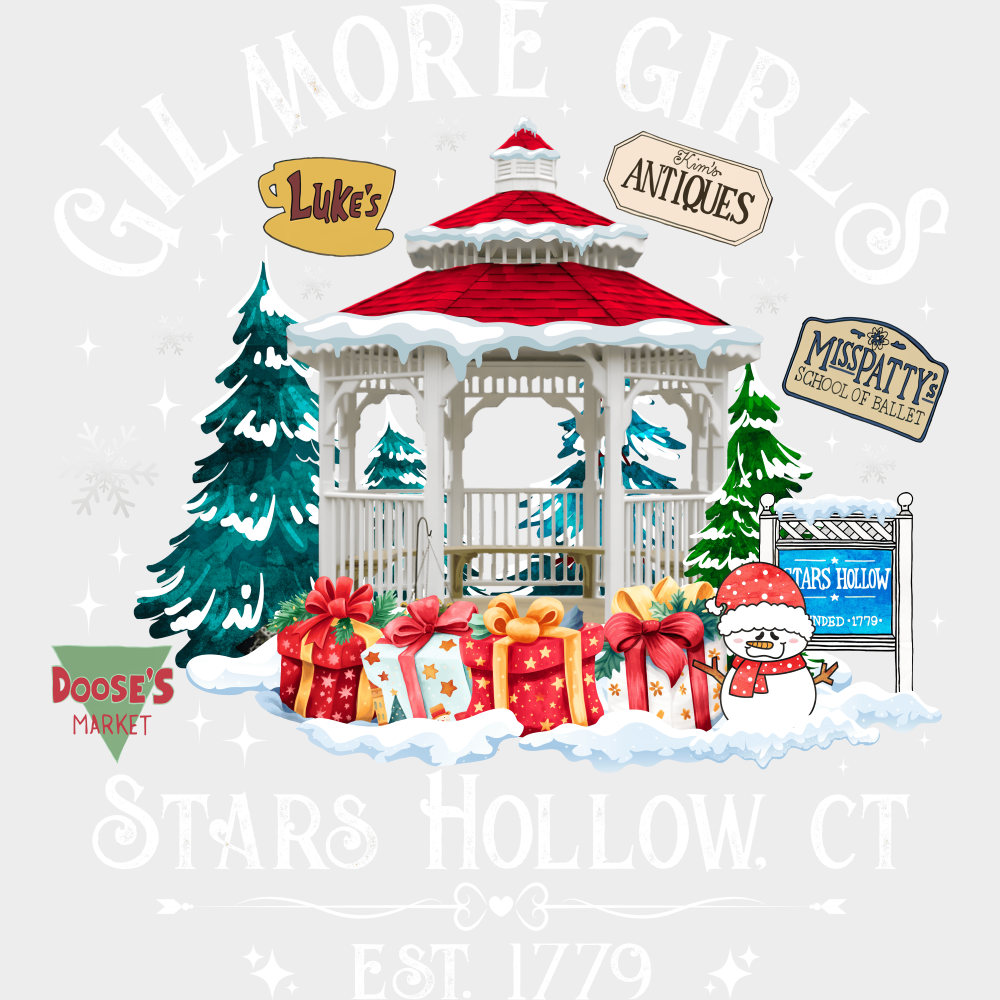 Stars Hollow Christmas DTF Transfer Adult Unisex S & M (10’’) / Light Color Design (See Imaging)