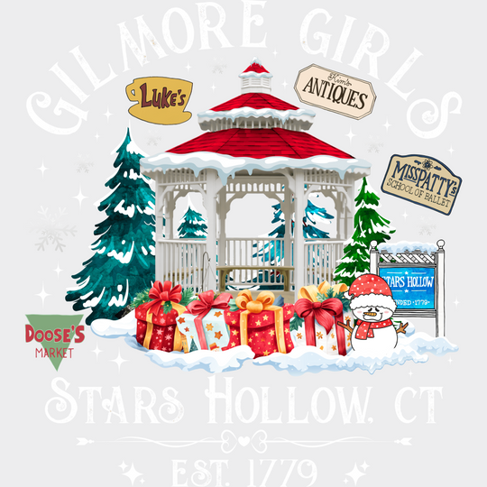 Stars Hollow Christmas DTF Transfer Adult Unisex S & M (10’’) / Light Color Design (See Imaging)
