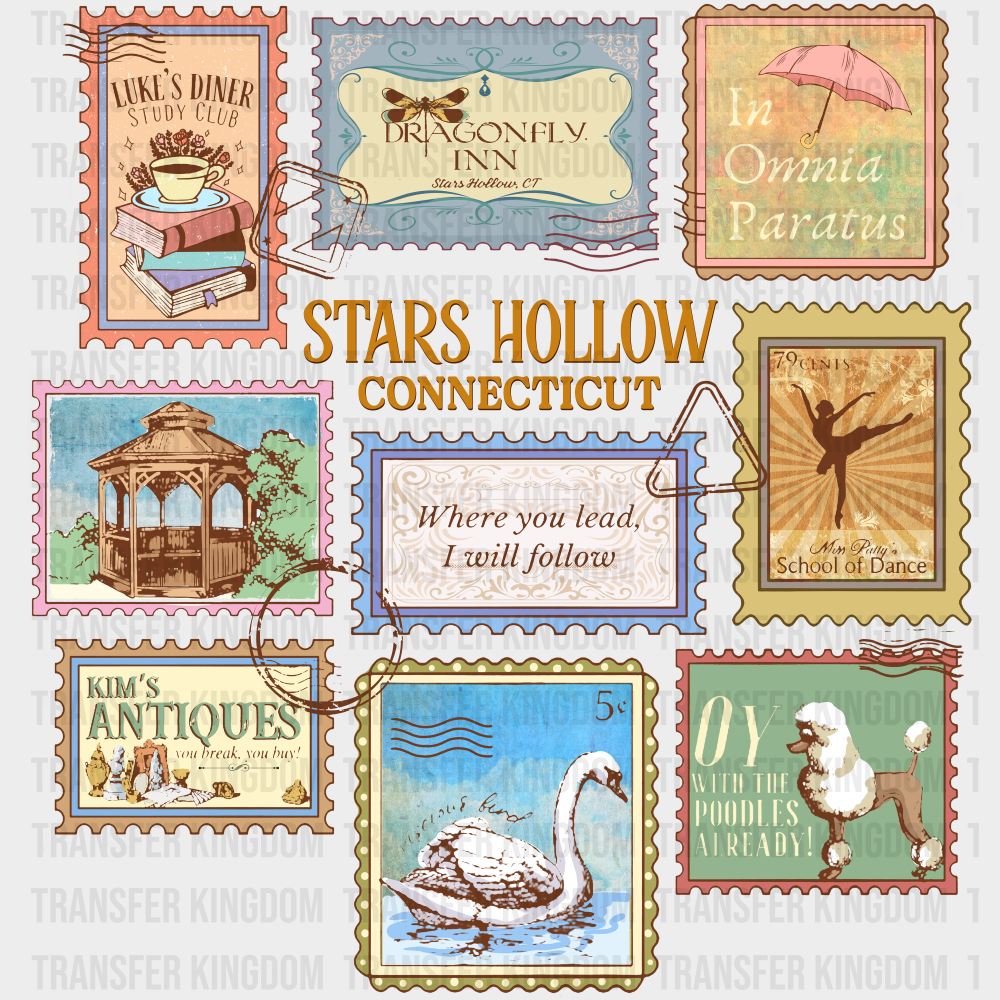 Stars Hollow Connecticut - States & Cities DTF Transfer Adult Unisex - S & M (10’’) / Dark Color Design (See Imaging)
