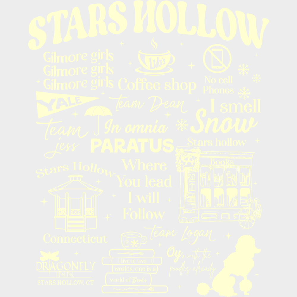 Stars Hollow Orange And White Design States And Cities DTF Transfer Adult Unisex S & M (10’’) / Light Color Design (See