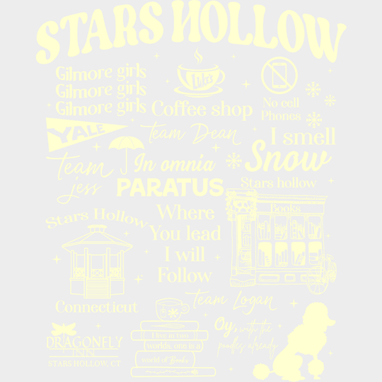 Stars Hollow Orange And White Design States And Cities DTF Transfer Adult Unisex S & M (10’’) / Light Color Design (See