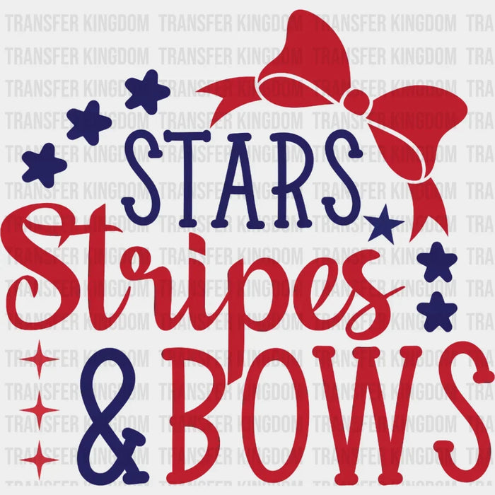 Stars Stripes And Bows Ribbon Design - 4th Of July DTF Transfer