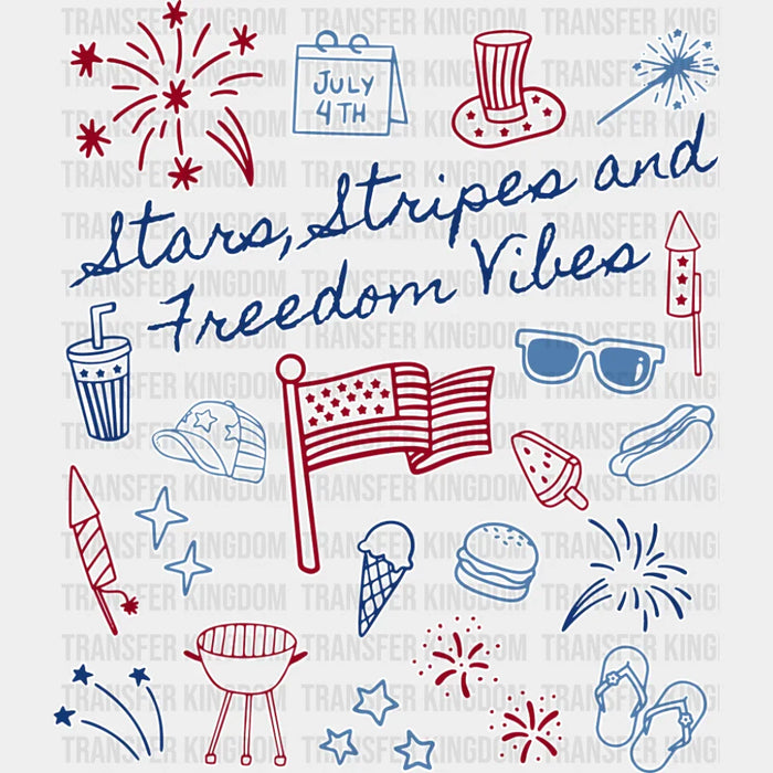 Stars, Stripes and Freedom Vibes - 4th Of July DTF Transfer