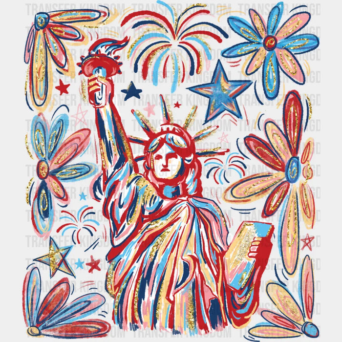 Statue Of Liberty Colorful Design - 4th Of July DTF Transfer