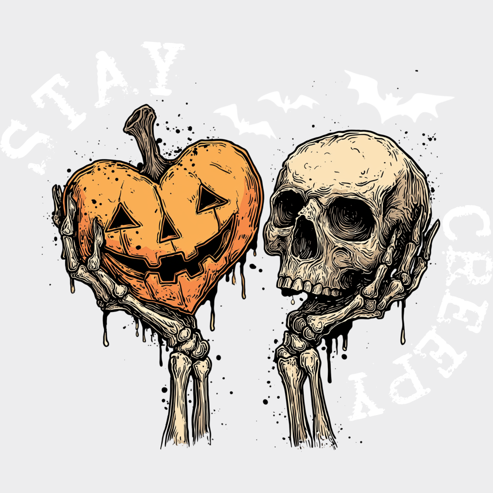 Stay Creepy Halloween DTF Transfer Adult Unisex S & M (10’’) / Light Color Design (See Imaging)