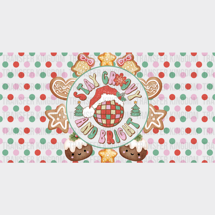 Stay Groovy And Bright - Christmas Cup Wrap UV Sticker Permanent UV DTF Decal
