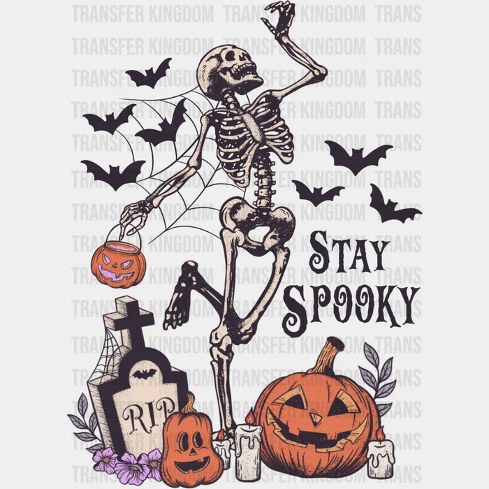 Stay Spooky R.I.P Skeleton Pumpkins - Halloween DTF Heat Transfer